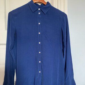 Everlane Relaxed Silk Shirt in Royal Blue